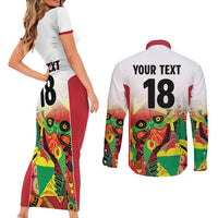Custom Guyana Football Couples Matching Short Sleeve Bodycon Dress and Long Sleeve Button Shirt Golden Jaguars Spirit - White - Wonder Print Shop