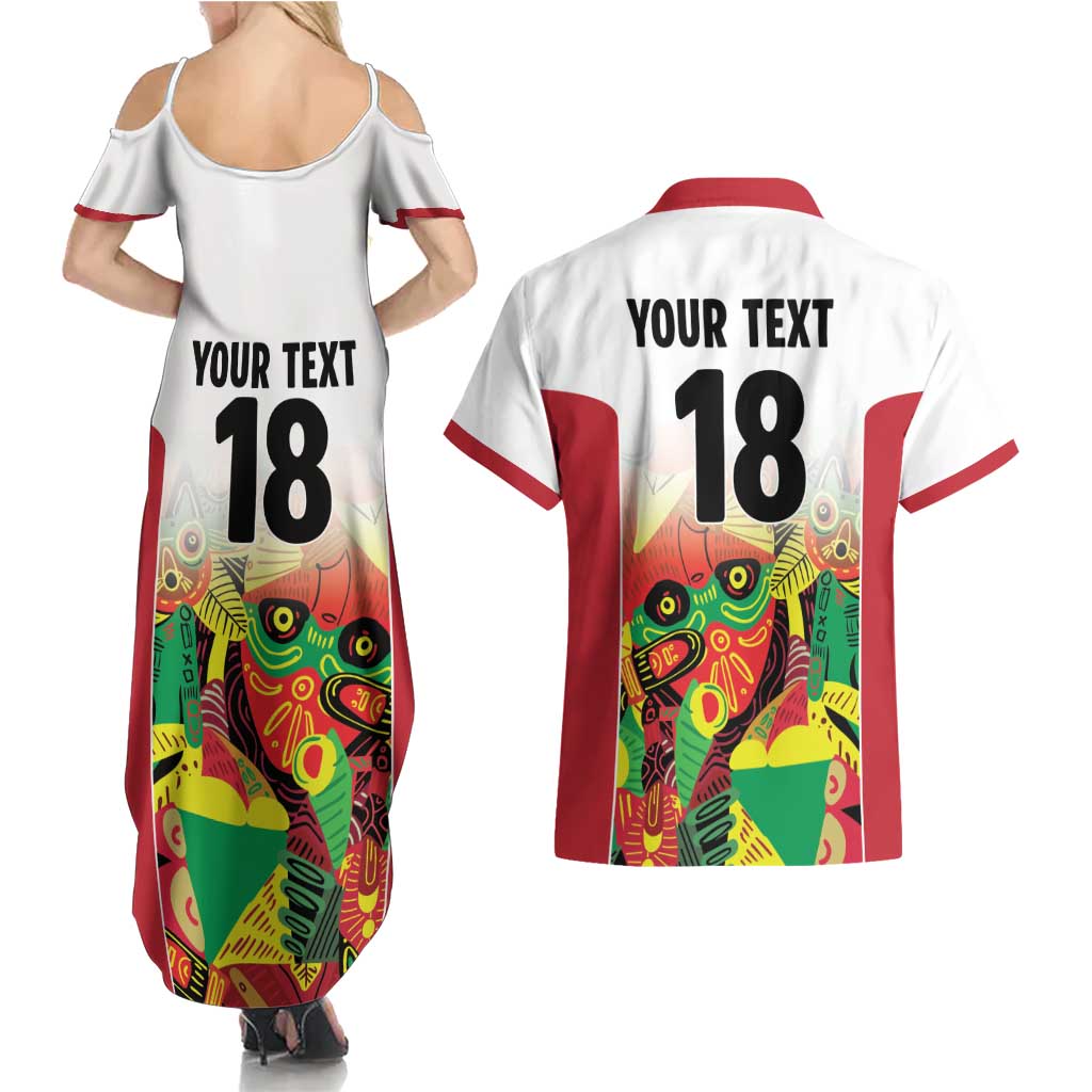 Custom Guyana Football Couples Matching Summer Maxi Dress and Hawaiian Shirt Golden Jaguars Spirit - White - Wonder Print Shop