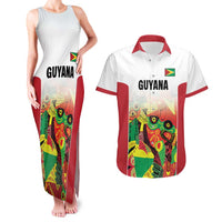 Custom Guyana Football Couples Matching Tank Maxi Dress and Hawaiian Shirt Golden Jaguars Spirit - White - Wonder Print Shop