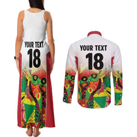 Custom Guyana Football Couples Matching Tank Maxi Dress and Long Sleeve Button Shirt Golden Jaguars Spirit - White - Wonder Print Shop