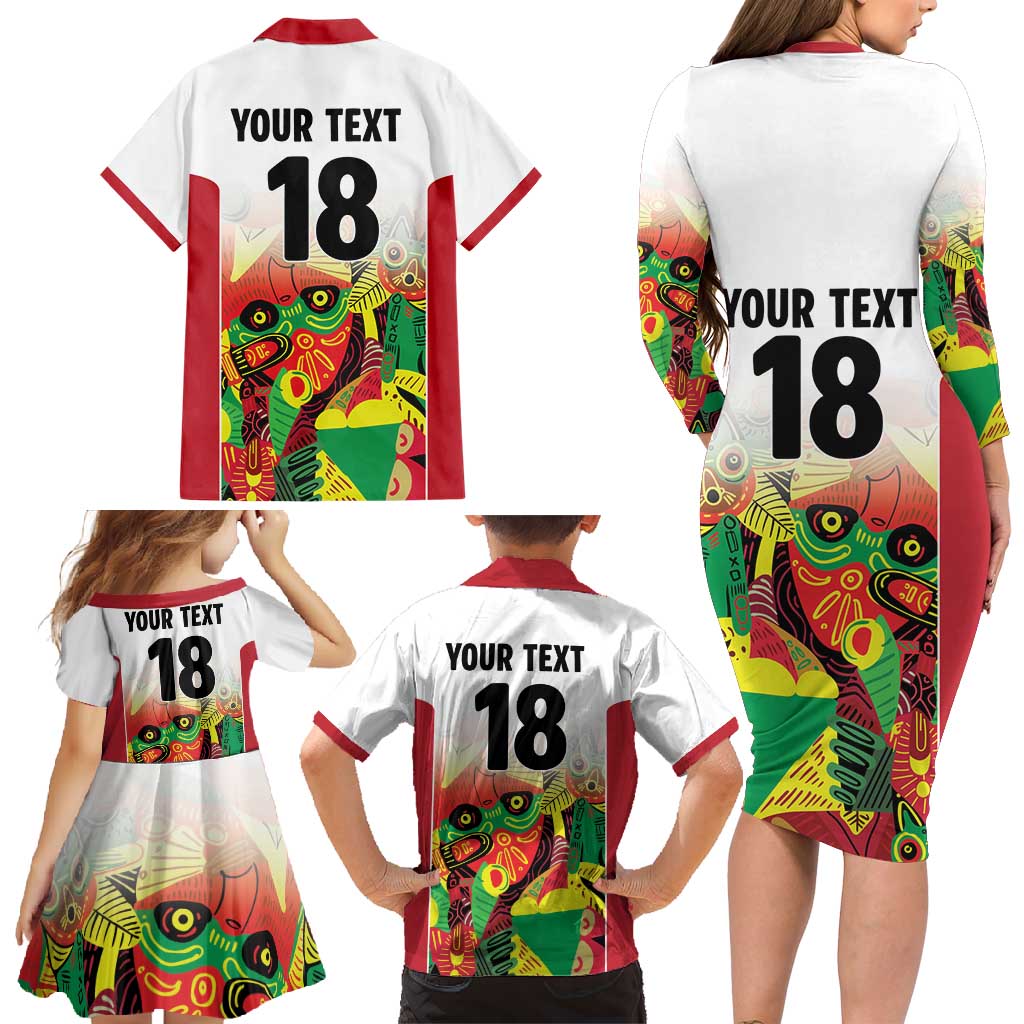 Custom Guyana Football Family Matching Long Sleeve Bodycon Dress and Hawaiian Shirt Golden Jaguars Spirit - White - Wonder Print Shop