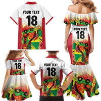 Custom Guyana Football Family Matching Mermaid Dress and Hawaiian Shirt Golden Jaguars Spirit - White - Wonder Print Shop