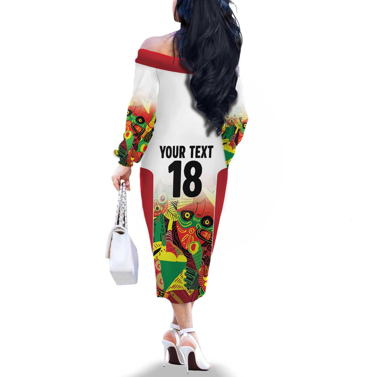 Custom Guyana Football Family Matching Off The Shoulder Long Sleeve Dress and Hawaiian Shirt Golden Jaguars Spirit - White - Wonder Print Shop