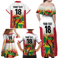 Custom Guyana Football Family Matching Off Shoulder Maxi Dress and Hawaiian Shirt Golden Jaguars Spirit - White - Wonder Print Shop