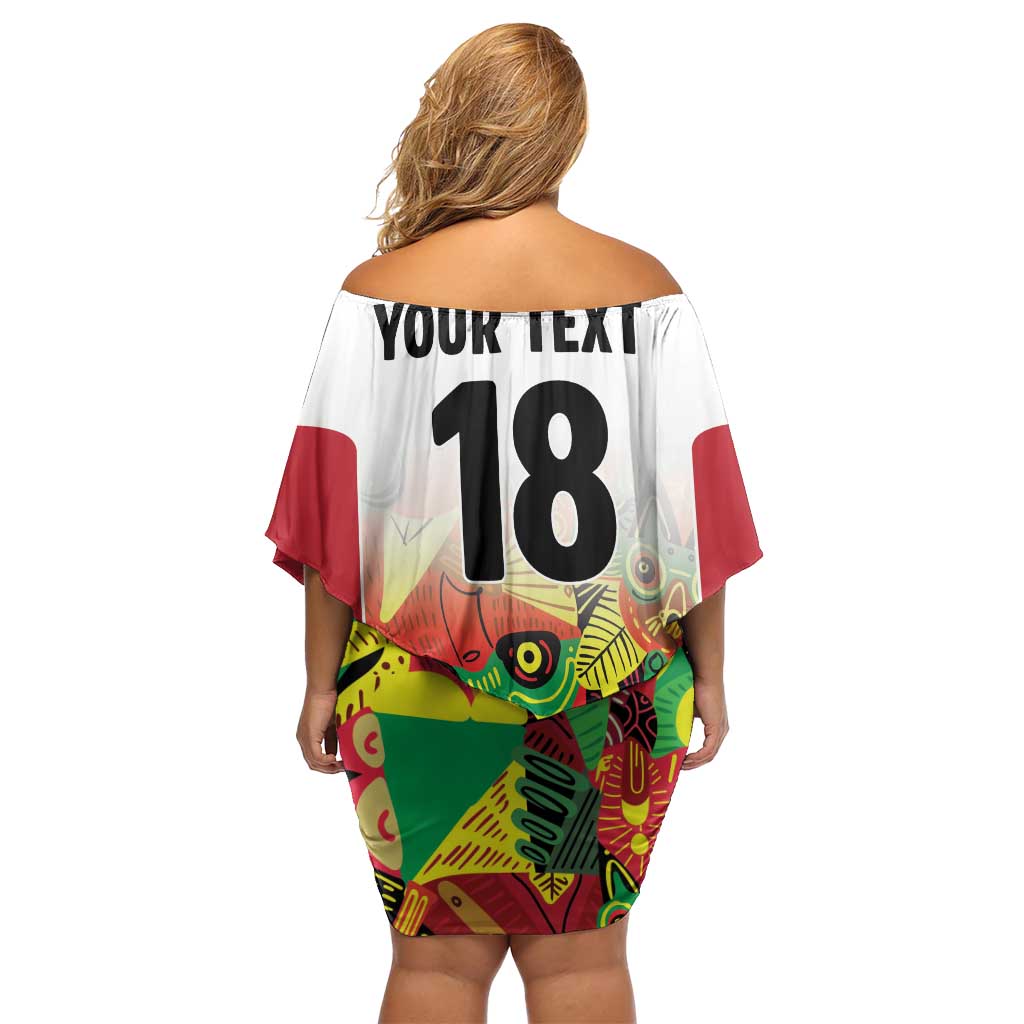 Custom Guyana Football Family Matching Off Shoulder Short Dress and Hawaiian Shirt Golden Jaguars Spirit - White - Wonder Print Shop