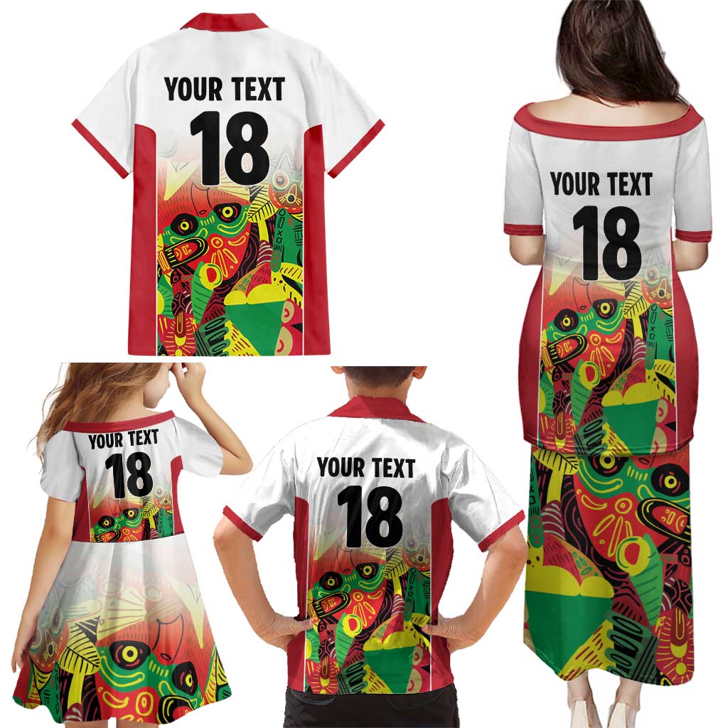 Custom Guyana Football Family Matching Puletasi and Hawaiian Shirt Golden Jaguars Spirit - White - Wonder Print Shop