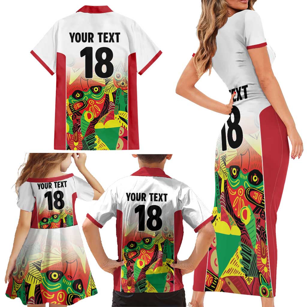Custom Guyana Football Family Matching Short Sleeve Bodycon Dress and Hawaiian Shirt Golden Jaguars Spirit - White - Wonder Print Shop