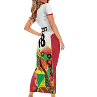 Custom Guyana Football Family Matching Short Sleeve Bodycon Dress and Hawaiian Shirt Golden Jaguars Spirit - White - Wonder Print Shop