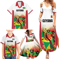 Custom Guyana Football Family Matching Summer Maxi Dress and Hawaiian Shirt Golden Jaguars Spirit - White - Wonder Print Shop