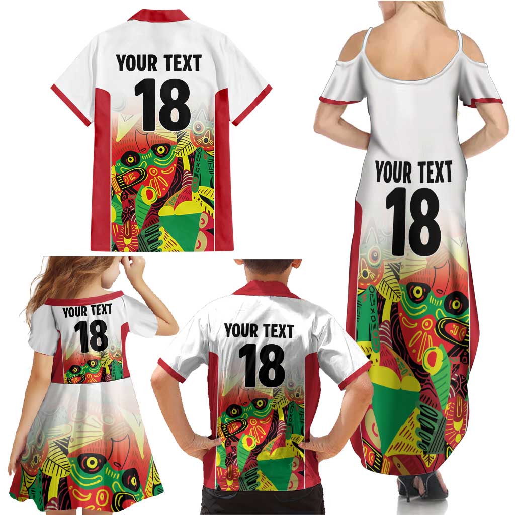 Custom Guyana Football Family Matching Summer Maxi Dress and Hawaiian Shirt Golden Jaguars Spirit - White - Wonder Print Shop