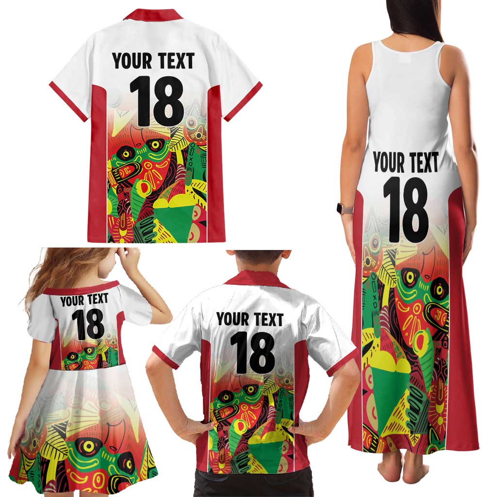 Custom Guyana Football Family Matching Tank Maxi Dress and Hawaiian Shirt Golden Jaguars Spirit - White - Wonder Print Shop