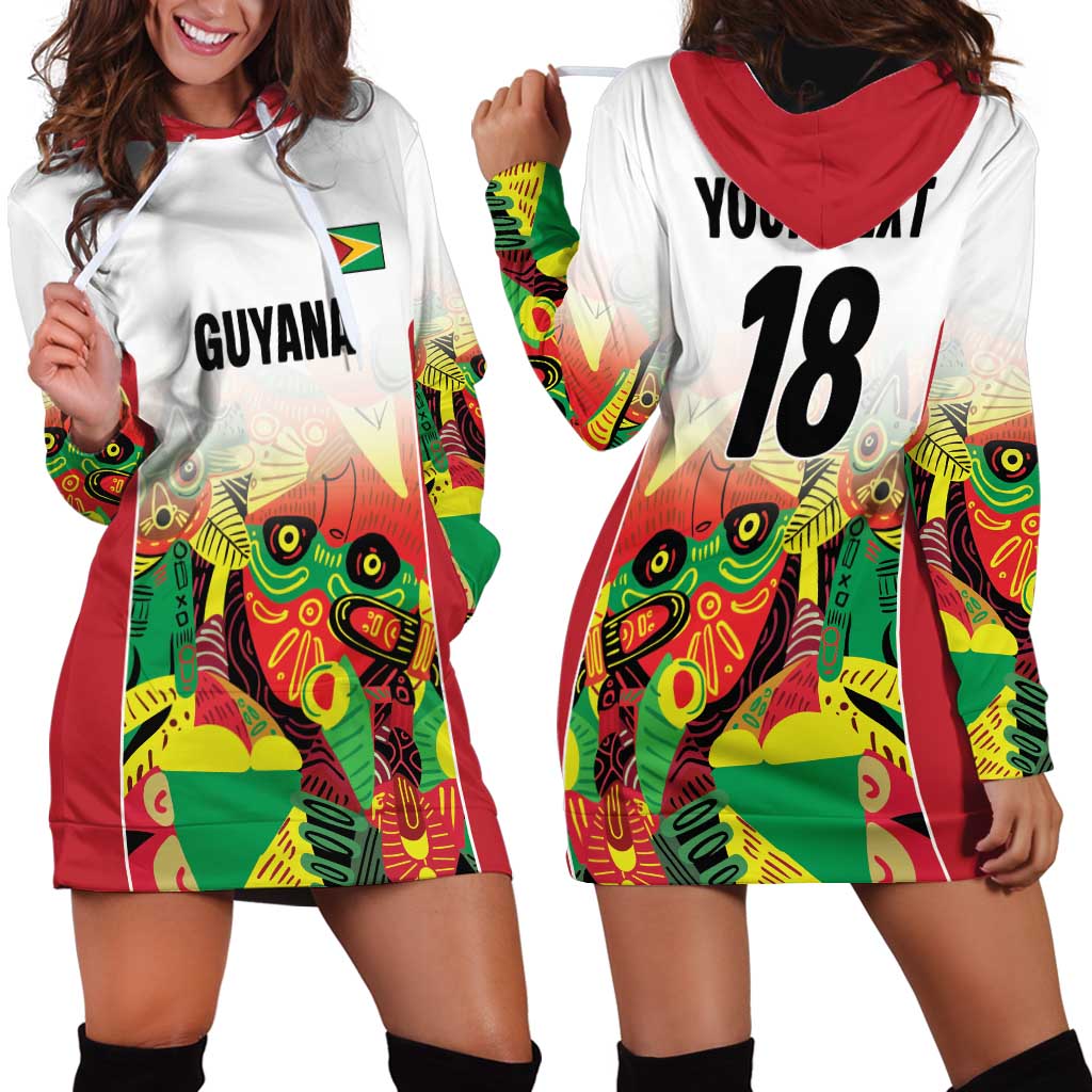 Custom Guyana Football Hoodie Dress Golden Jaguars Spirit - White - Wonder Print Shop