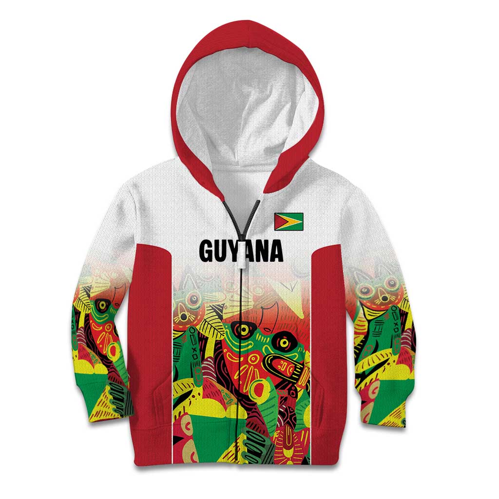 Custom Guyana Football Kid Hoodie Golden Jaguars Spirit - White - Wonder Print Shop