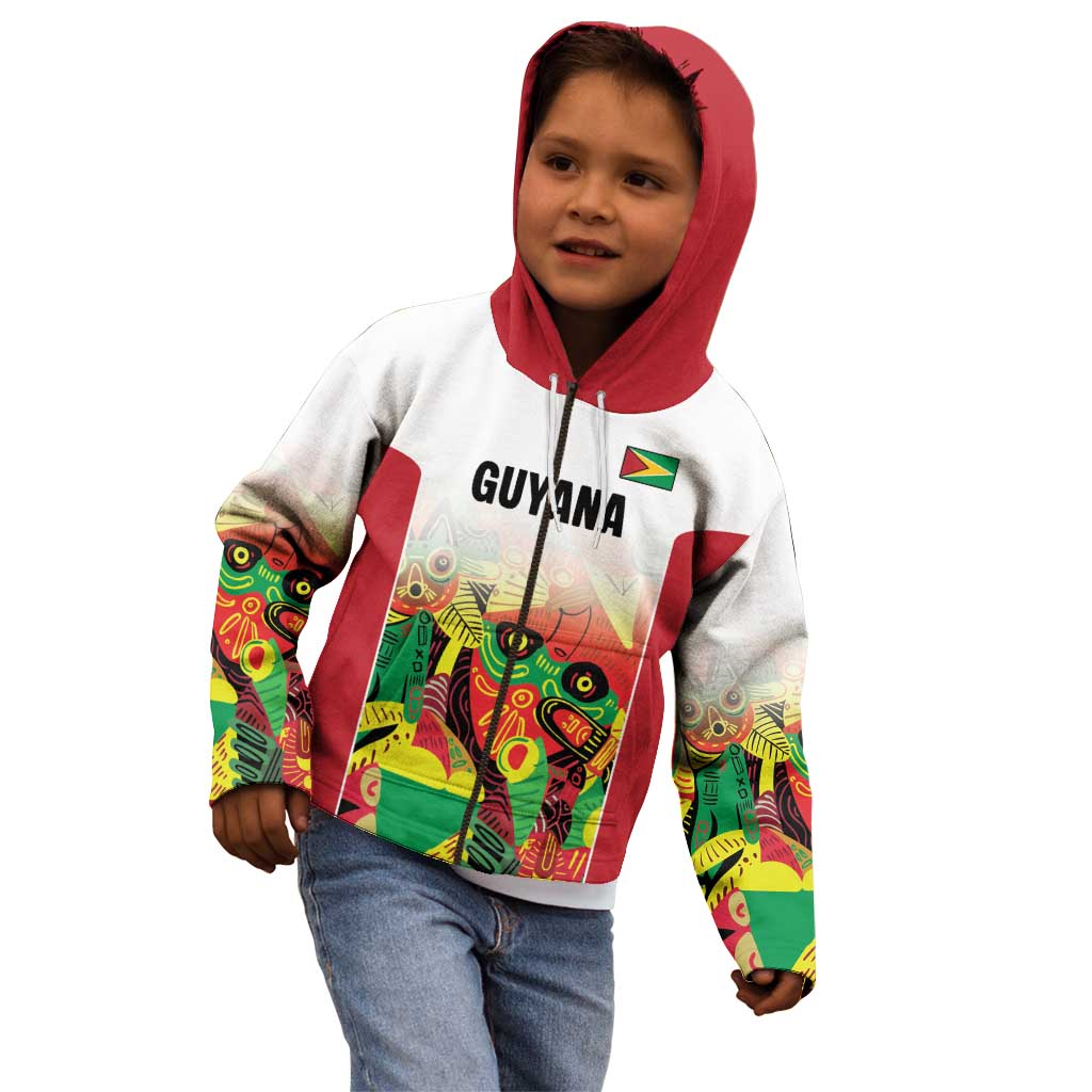 Custom Guyana Football Kid Hoodie Golden Jaguars Spirit - White - Wonder Print Shop