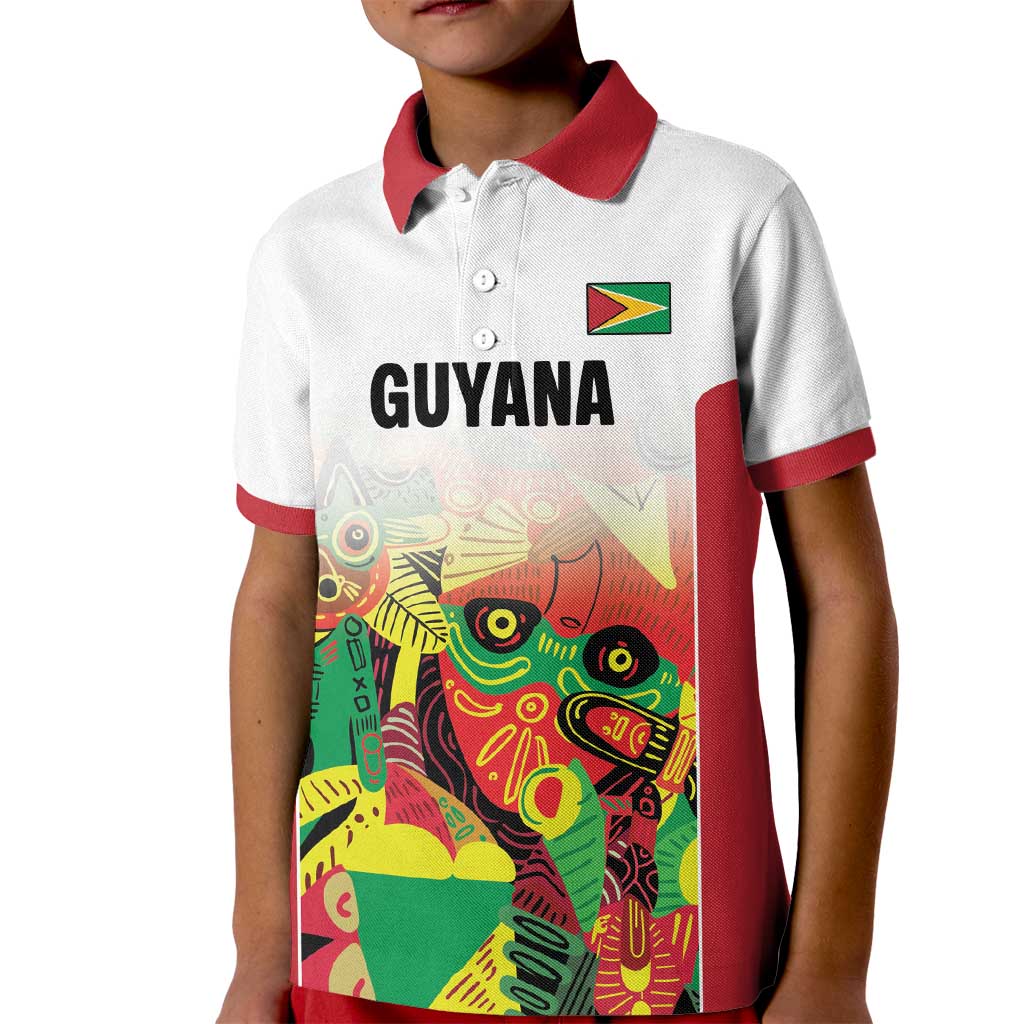 Custom Guyana Football Kid Polo Shirt Golden Jaguars Spirit - White - Wonder Print Shop