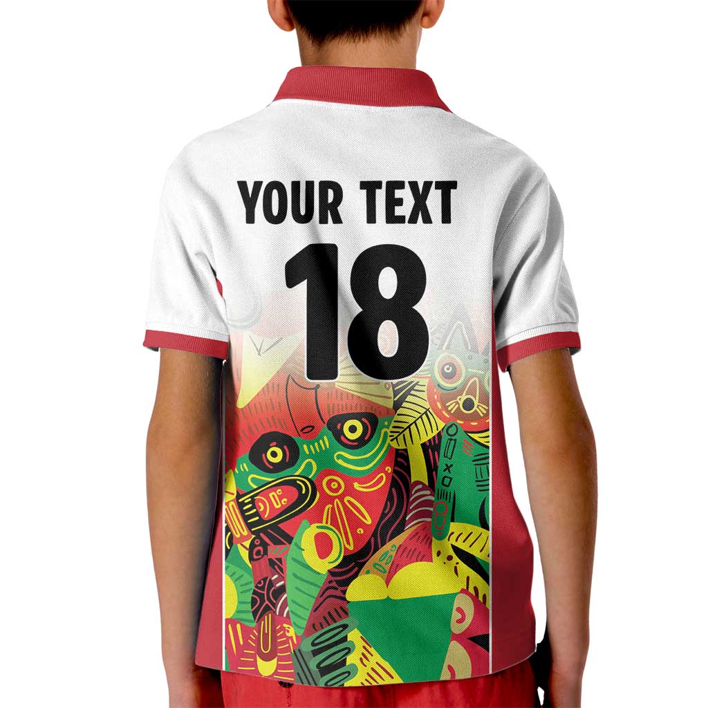 Custom Guyana Football Kid Polo Shirt Golden Jaguars Spirit - White - Wonder Print Shop