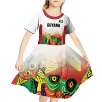 Custom Guyana Football Kid Short Sleeve Dress Golden Jaguars Spirit - White - Wonder Print Shop