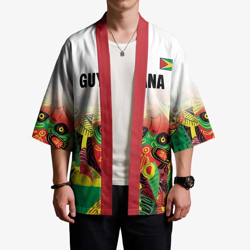 Custom Guyana Football Kimono Golden Jaguars Spirit - White - Wonder Print Shop