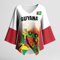 Custom Guyana Football Kimono Sleeve Blouse Golden Jaguars Spirit - White - Wonder Print Shop
