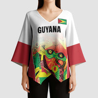 Custom Guyana Football Kimono Sleeve Blouse Golden Jaguars Spirit - White - Wonder Print Shop