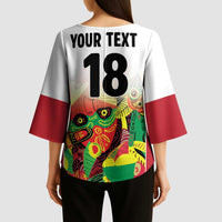 Custom Guyana Football Kimono Sleeve Blouse Golden Jaguars Spirit - White - Wonder Print Shop