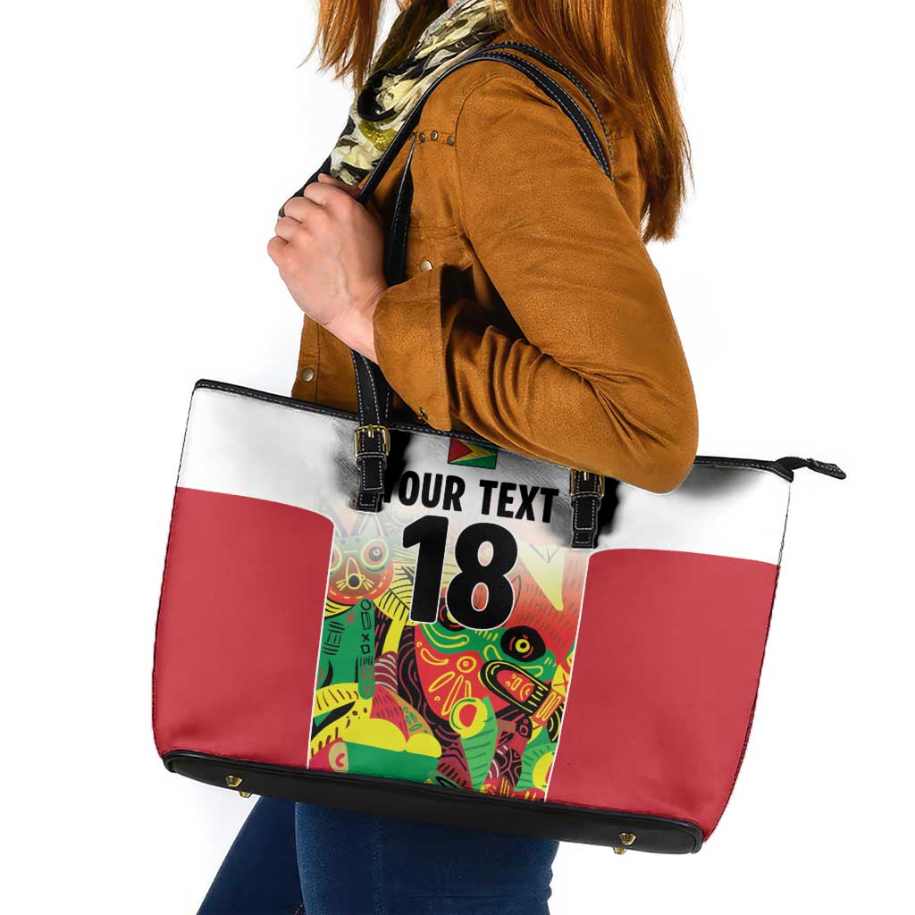 Custom Guyana Football Leather Tote Bag Golden Jaguars Spirit - White - Wonder Print Shop