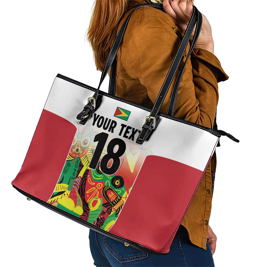 Custom Guyana Football Leather Tote Bag Golden Jaguars Spirit - White - Wonder Print Shop