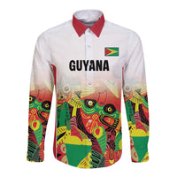 Custom Guyana Football Long Sleeve Button Shirt Golden Jaguars Spirit - White - Wonder Print Shop