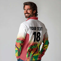 Custom Guyana Football Long Sleeve Polo Shirt Golden Jaguars Spirit - White - Wonder Print Shop