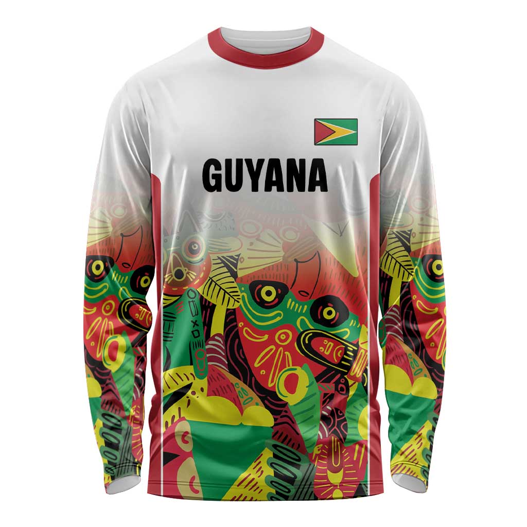 Custom Guyana Football Long Sleeve Shirt Golden Jaguars Spirit - White - Wonder Print Shop