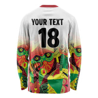Custom Guyana Football Long Sleeve Shirt Golden Jaguars Spirit - White - Wonder Print Shop