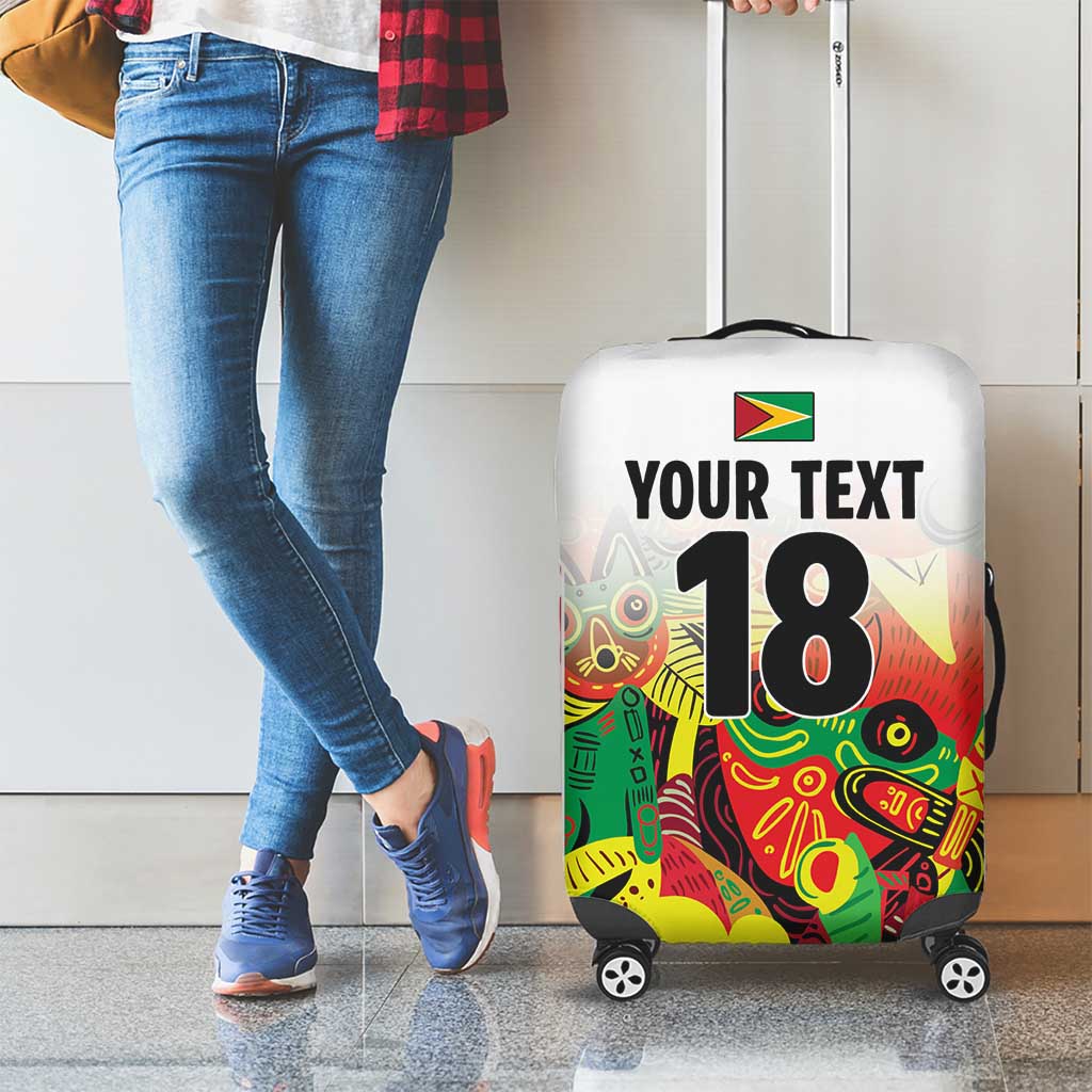 Custom Guyana Football Luggage Cover Golden Jaguars Spirit - White - Wonder Print Shop