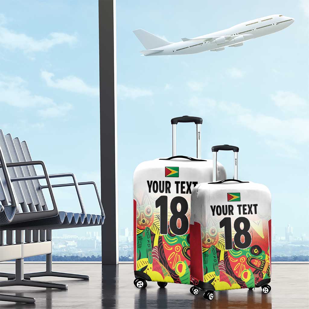 Custom Guyana Football Luggage Cover Golden Jaguars Spirit - White - Wonder Print Shop