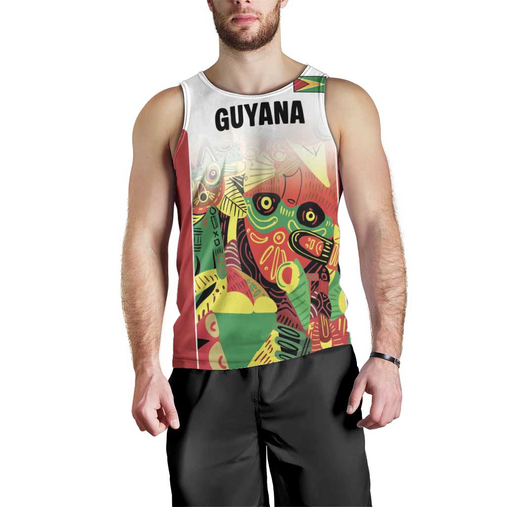 Custom Guyana Football Men Tank Top Golden Jaguars Spirit - White - Wonder Print Shop