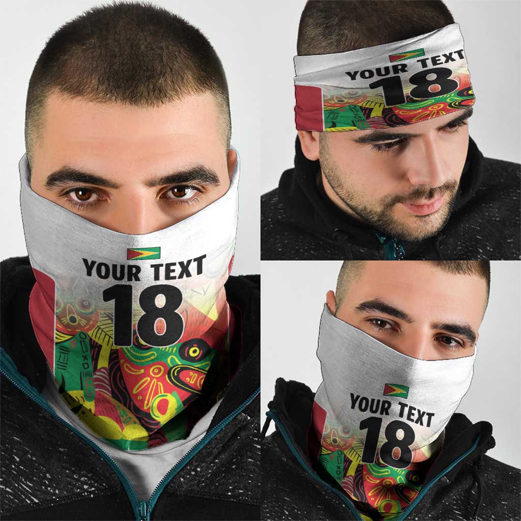 Custom Guyana Football Neck Gaiter Golden Jaguars Spirit - White - Wonder Print Shop