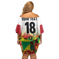Custom Guyana Football Off Shoulder Short Dress Golden Jaguars Spirit - White - Wonder Print Shop