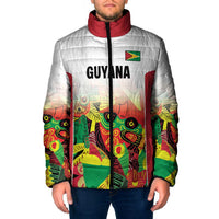 Custom Guyana Football Padded Jacket Golden Jaguars Spirit - White - Wonder Print Shop