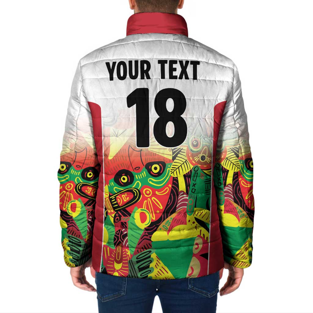 Custom Guyana Football Padded Jacket Golden Jaguars Spirit - White - Wonder Print Shop