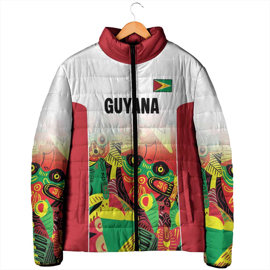 Custom Guyana Football Padded Jacket Golden Jaguars Spirit - White - Wonder Print Shop