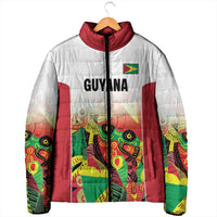 Custom Guyana Football Padded Jacket Golden Jaguars Spirit - White - Wonder Print Shop