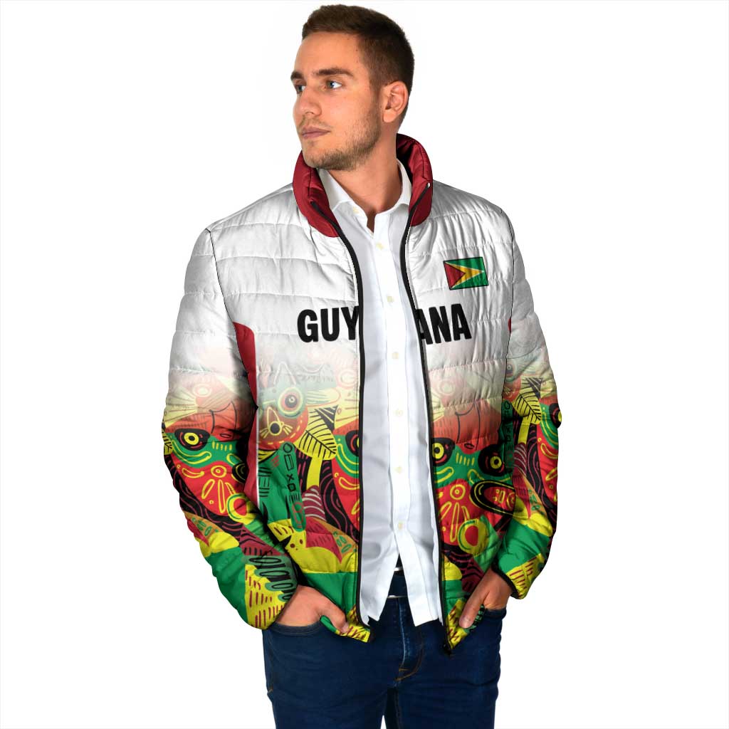Custom Guyana Football Padded Jacket Golden Jaguars Spirit - White - Wonder Print Shop