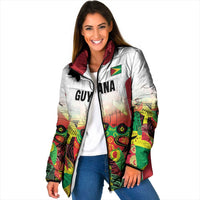 Custom Guyana Football Padded Jacket Golden Jaguars Spirit - White - Wonder Print Shop