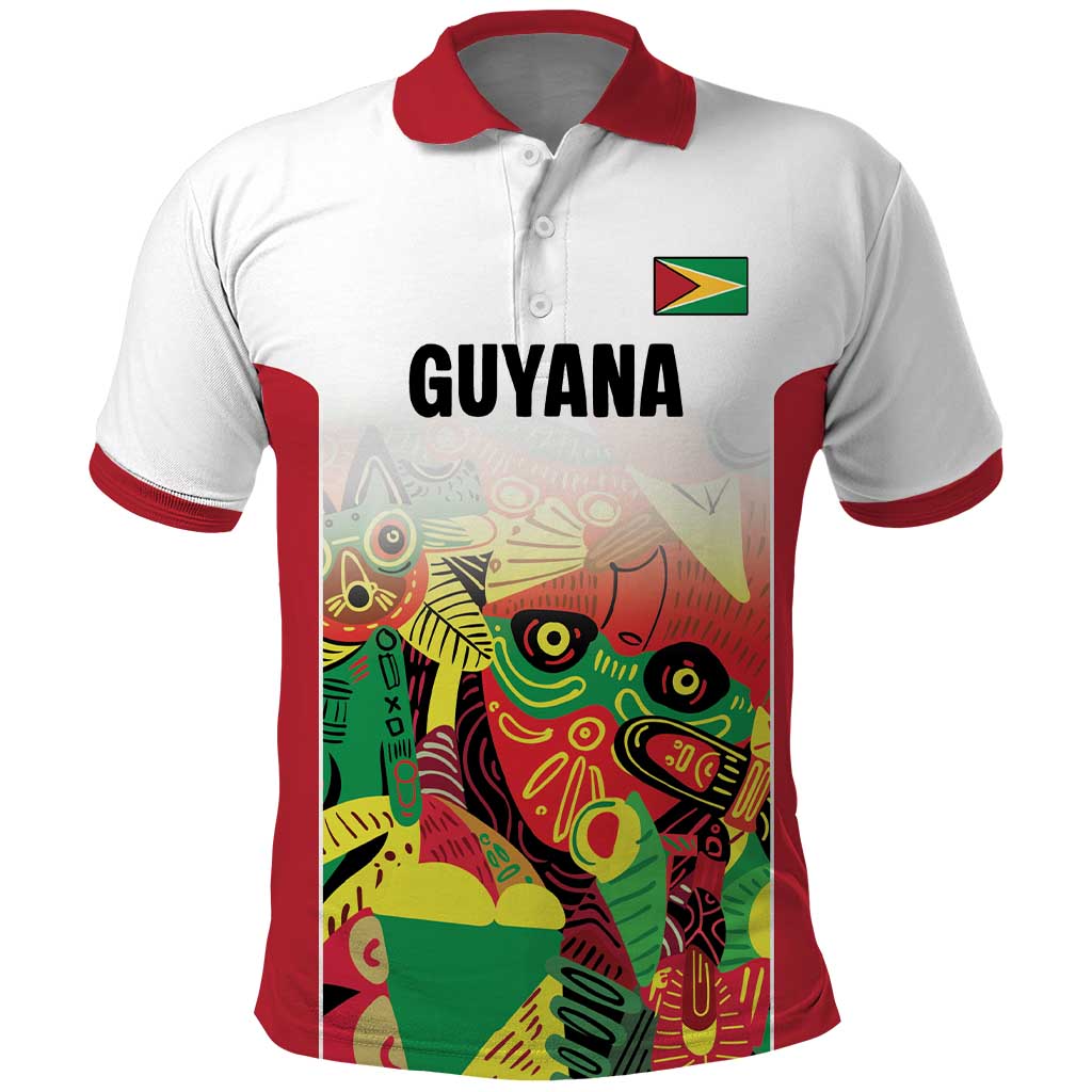 Custom Guyana Football Polo Shirt Golden Jaguars Spirit - White - Wonder Print Shop