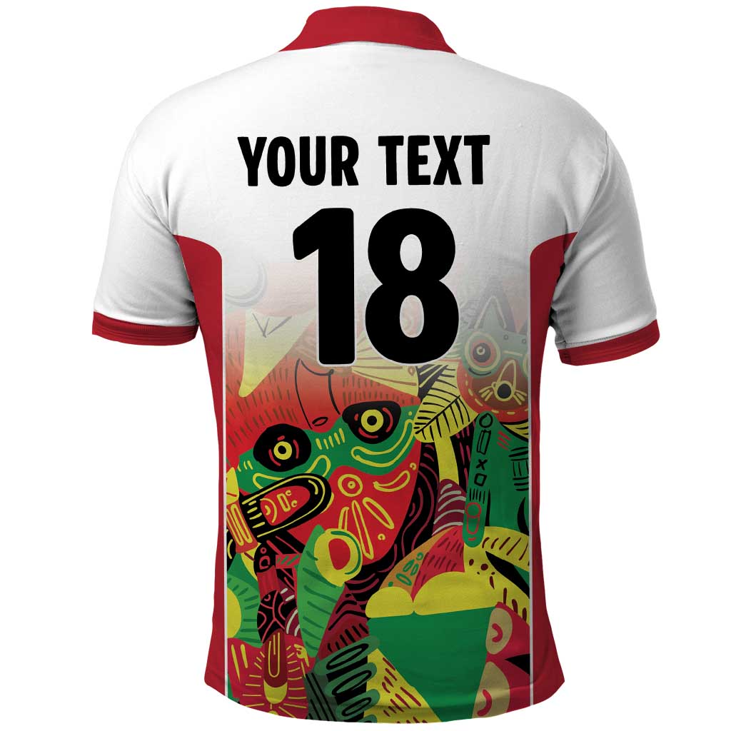 Custom Guyana Football Polo Shirt Golden Jaguars Spirit - White - Wonder Print Shop