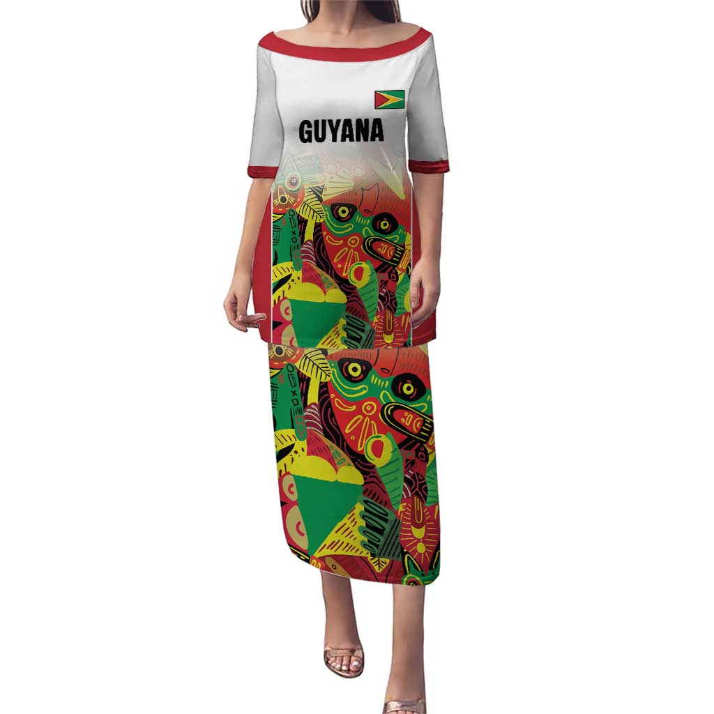 Custom Guyana Football Puletasi Golden Jaguars Spirit - White - Wonder Print Shop