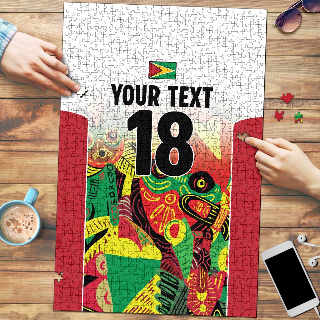 Custom Guyana Football Puzzle Golden Jaguars Spirit - White - Wonder Print Shop