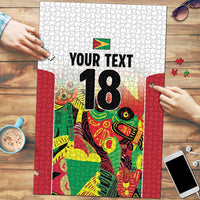 Custom Guyana Football Puzzle Golden Jaguars Spirit - White - Wonder Print Shop