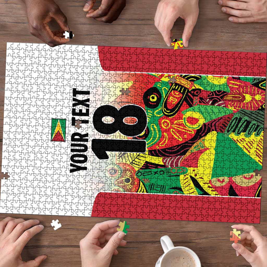 Custom Guyana Football Puzzle Golden Jaguars Spirit - White - Wonder Print Shop