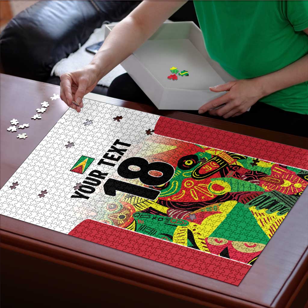 Custom Guyana Football Puzzle Golden Jaguars Spirit - White - Wonder Print Shop