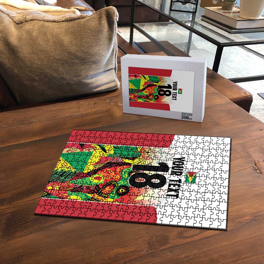 Custom Guyana Football Puzzle Golden Jaguars Spirit - White - Wonder Print Shop
